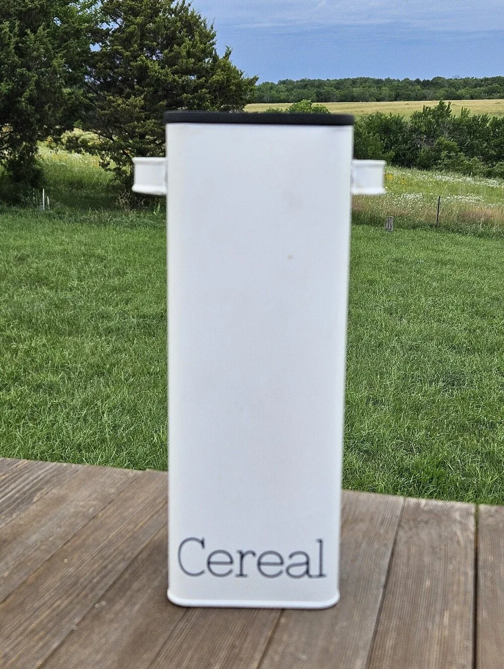 Kirkland white metal cereal container #cereal #kitchen